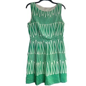 PINK OWL‎ Women’s Dress Green & White Fit & Flare Size Large Sleeveless